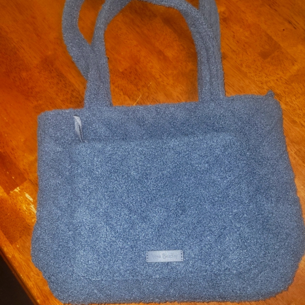 Thunder blue teddy bear fleece quilted sherpa Vera Bradley tote